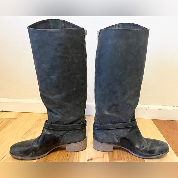 Charles David “Rowdy” Distressed Leather Riding Boots Black/Dark Gray Size 7 - Picture 11 of 15